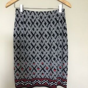 Chico's Black and White Geometric Pull on Pencil Skirt, Size 0